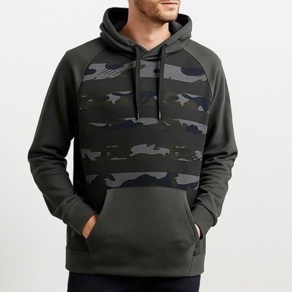 Nike Gray & Green Camouflaged Dri-Fit Hooded Sweatshirt